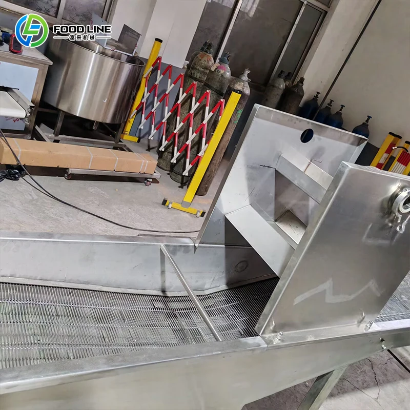 Frequency Conversion Continuous Frying Equipment  304 Stainless Steel Mesh Belt Frying Production Line