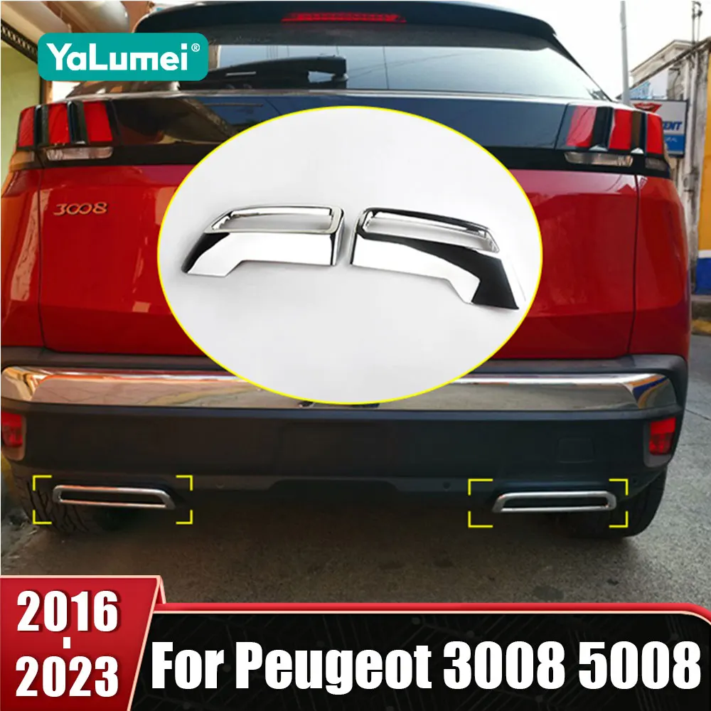 

Rear Exhaust Muffler End Tip End Pipe Cover For Peugeot 3008 5008 GT 2016 2017 2018 2019 2020 2021 2022 2023 Car Accessories