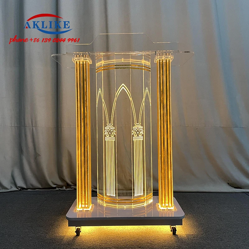 2025 Speech Church Podium Pulpits For Classroom Meeting Room Lectern Platform With Led Light Small Mobile Rolling Standing Desk