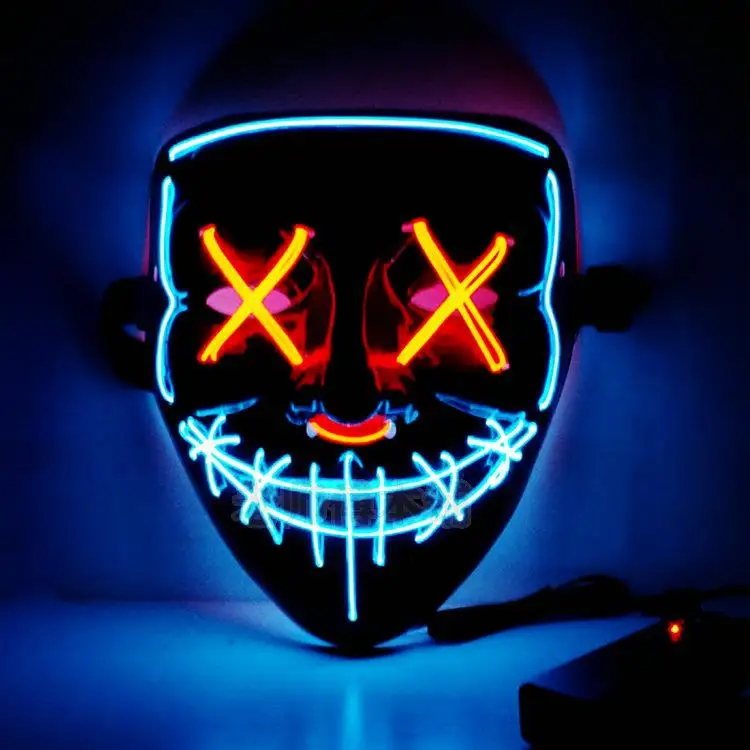 Hacker Mask LED Light Up Full Face Mask – Glowing V for Vendetta Anonymous Guy Fawkes Mask for Halloween, Cosplay, Parties (Men