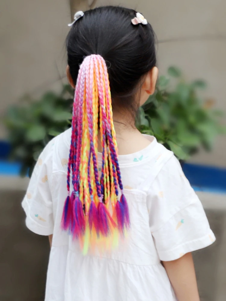 Bandes de caoutchouc colorées pour filles, tresses sales, perruques torsadées, queue de cheval, accessoires pour cheveux pour enfants, vêtements de sauna princesse, nouveau, 1 pièce