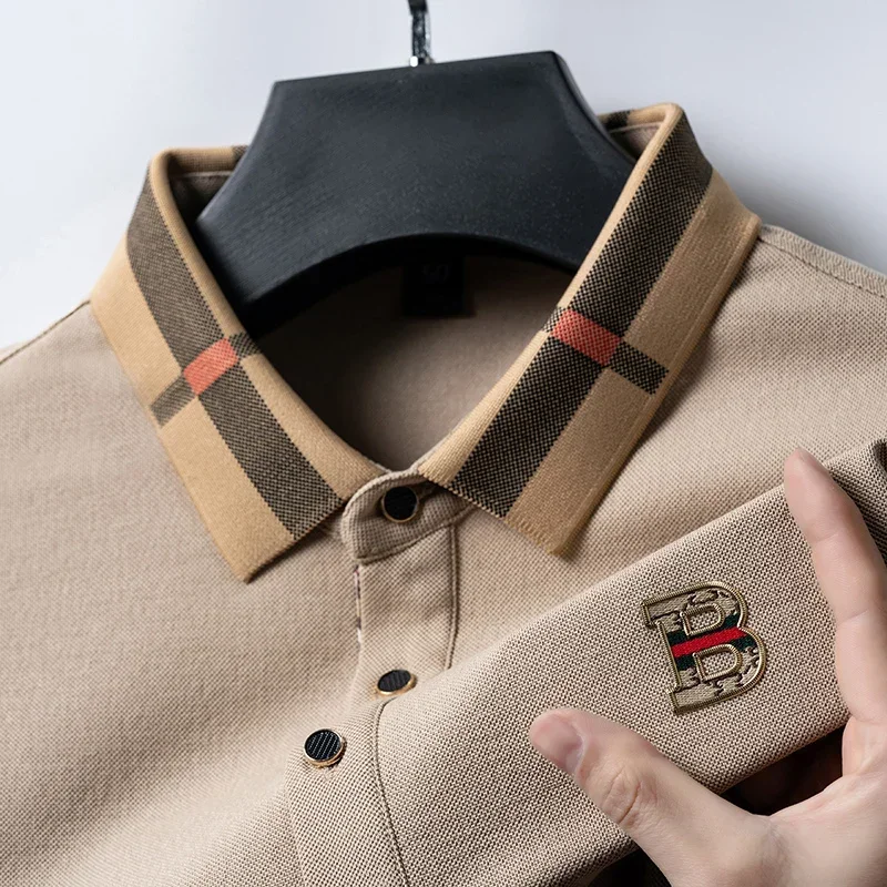 2024 Summer Luxury Brand Men\'s New Fashion Collar Embroidered Polo Shirt Fashion Casual Short Sleeve Street Men\'s Clothing