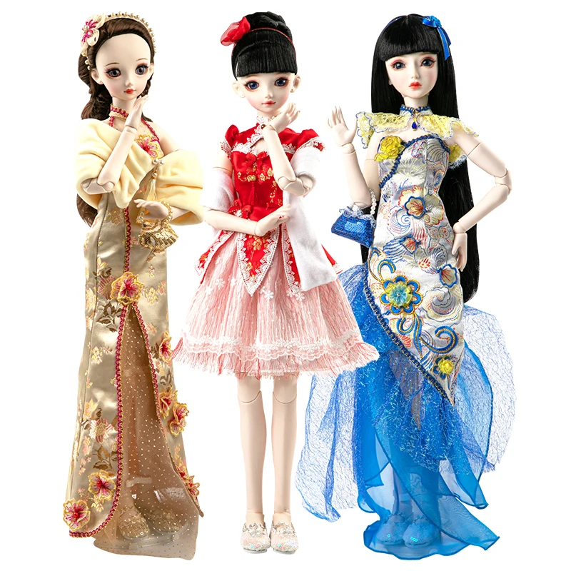 1/3 Doll Cheongsam doll of the Republic of China BJD 62cm Ball Jointed DollsClothes Shoes hand painted Makeup Girls Toys Gift