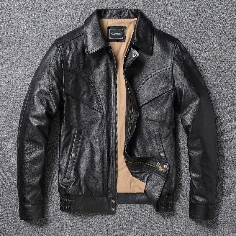 

2025 New Style Men's Large Size Leather Jacket Male Motorcycle Larger Version Loose Flight Suit Pure head Layer Cowhide Coats