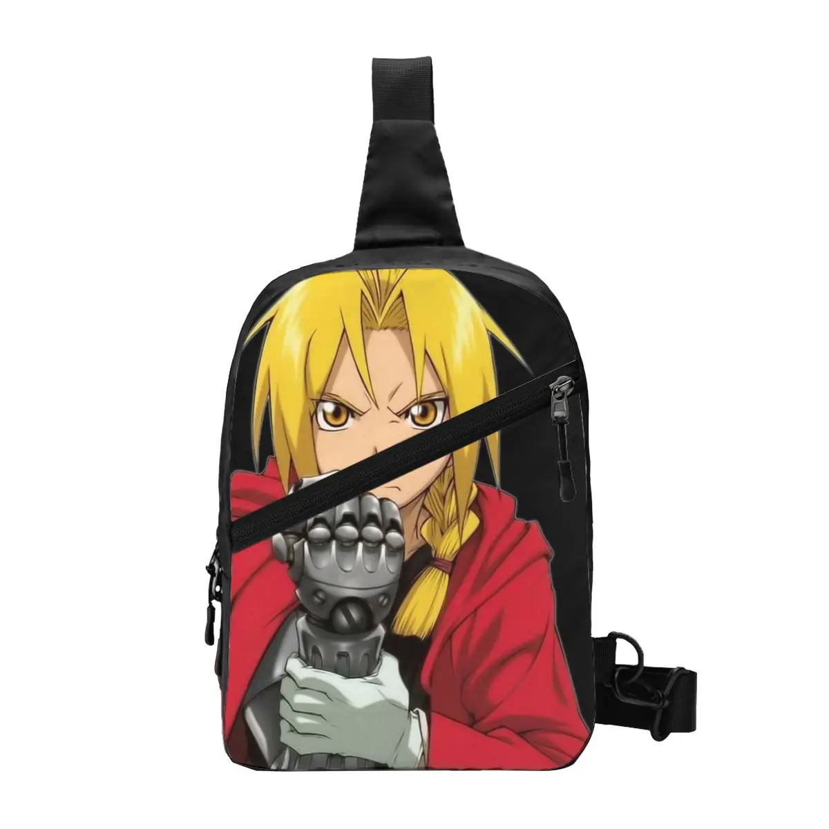 Fullmetal Alchemist Chest Bag Men Sling Crossbody Backpack Chest Bag Traveling Hiking Daypack Shoulder Bag