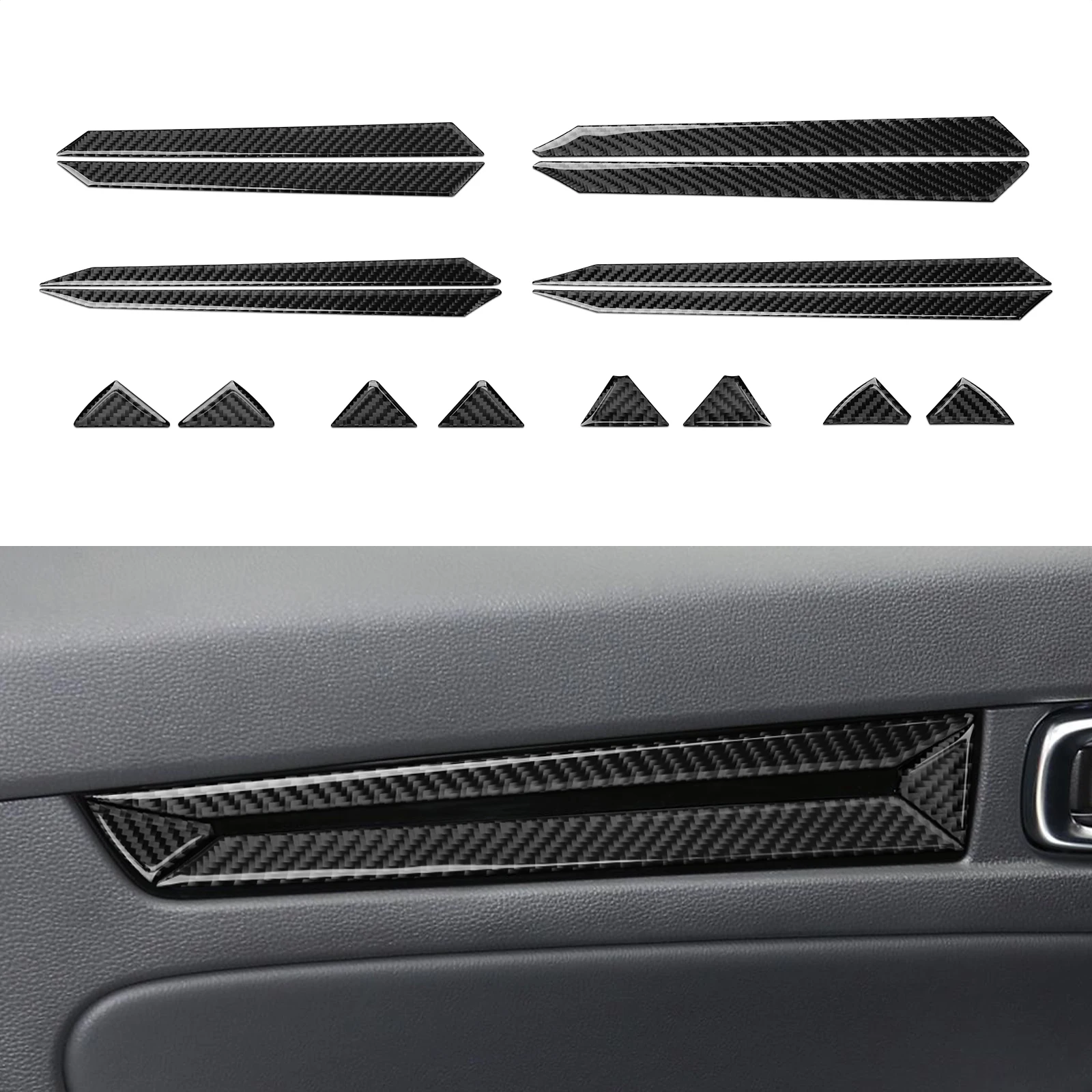 Car Inner Door Handle Bowl Cover Trim Decals for 11th Gen Honda Civic 2022 Accessories Carbon Fiber Stickers Trim Decor Black