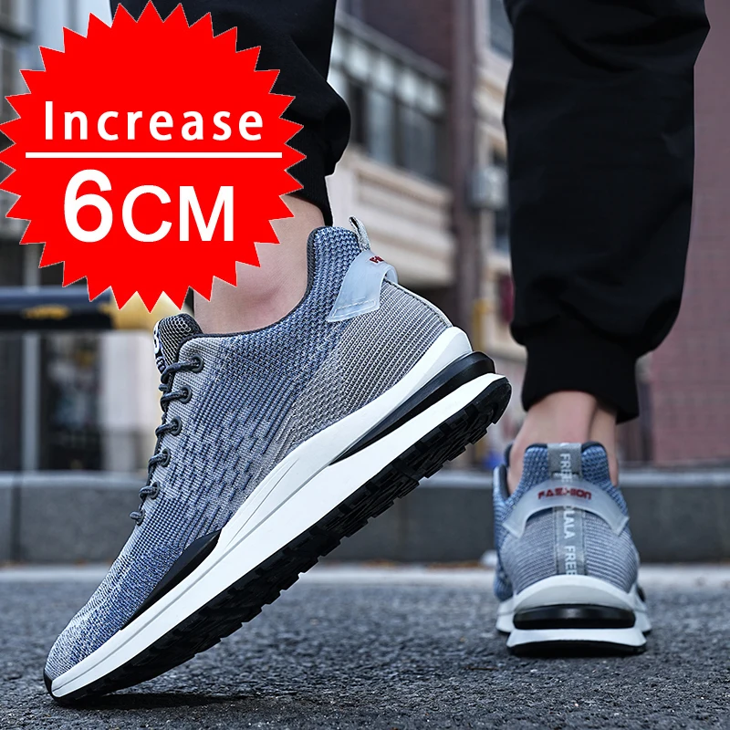 Fashion Breathable Elevator Shoes Man Sneakers Heightening Shoes Height Increase Insoles 6CM Men Daily Life Casual Lift Sports