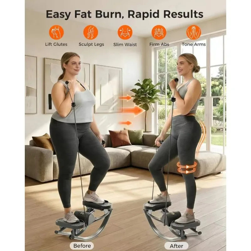 

Upgraded Steel Rock Stepper Indoor Home Side-to-Side Low-Impact Knee-Friendly Resistance Bands