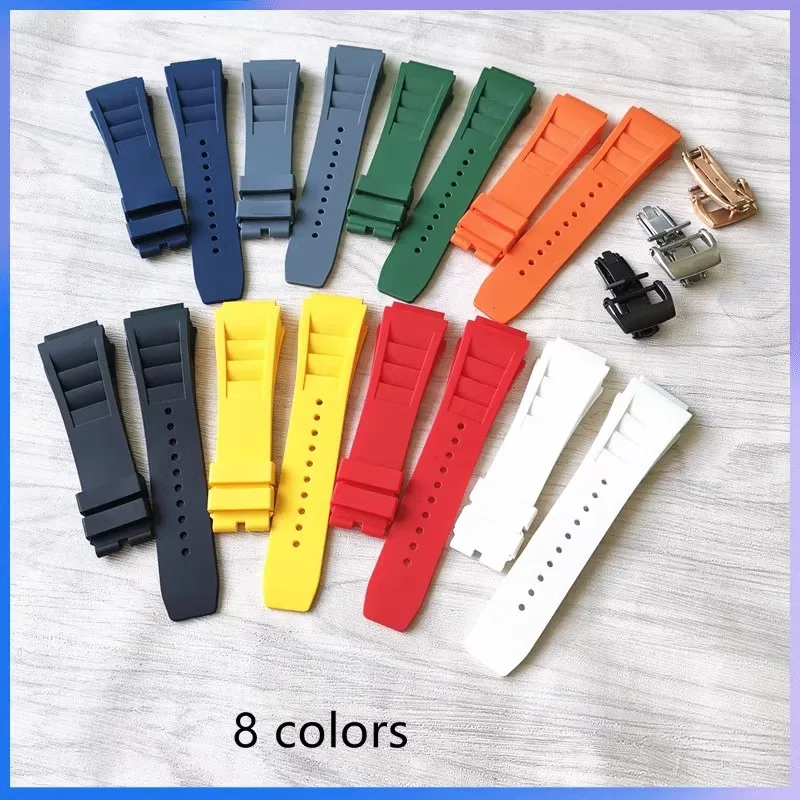 Silicone Watch Strap for Richard Mille Rm011 Strap Men\'s Waterproof Sweat-Proof Wear Ear style Mill Rubber Watchband 25mm