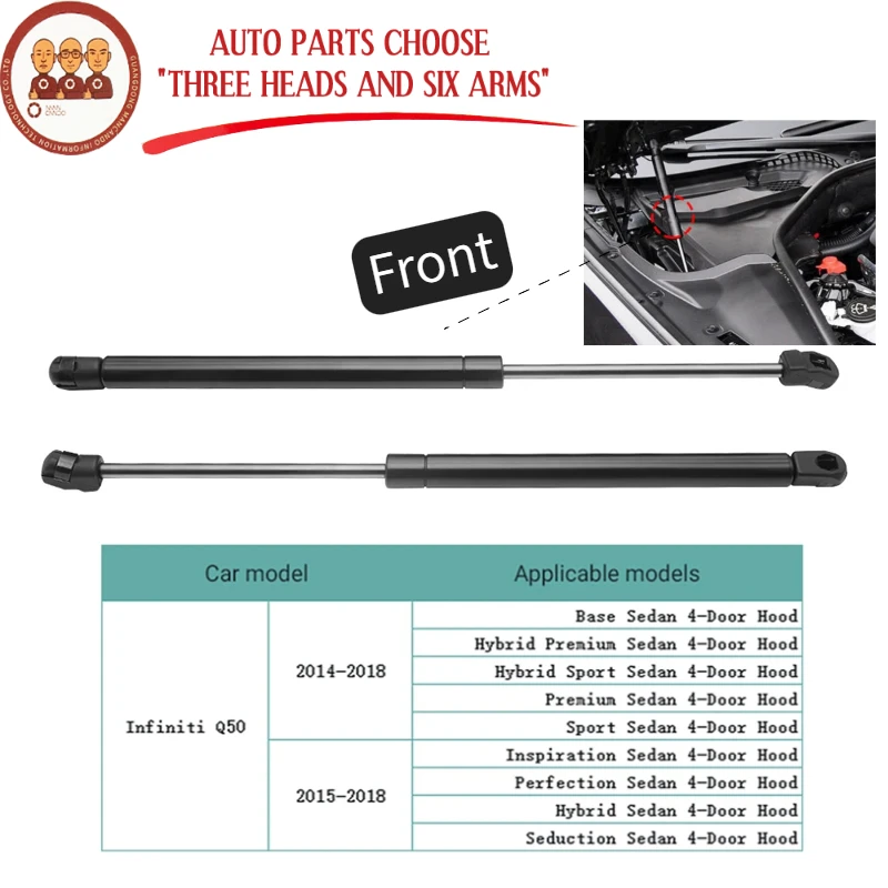 JQ-YQL54808 6547046A0A 2 Pcs Front Hood Strut Support Arm For Infiniti Q50 Q50L 2014-2018 Car Access