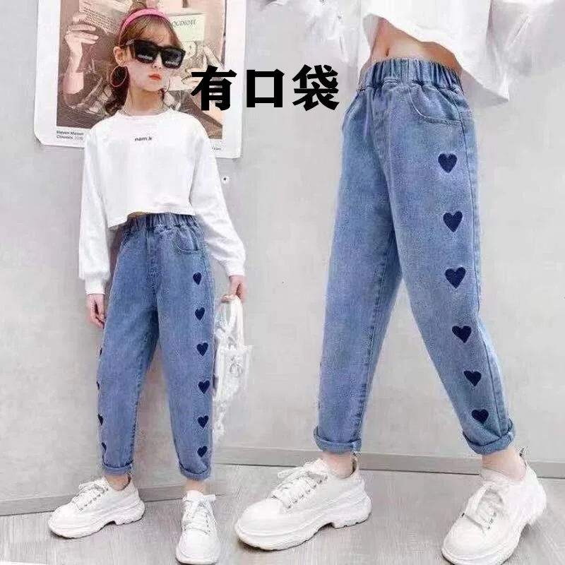 Fashion Teenage Girls Jeans Graffiti Pattern Jeans Casual Style Kid Jeans Spring Autumn Denim Clothes 3 5 7 9 11 13Years