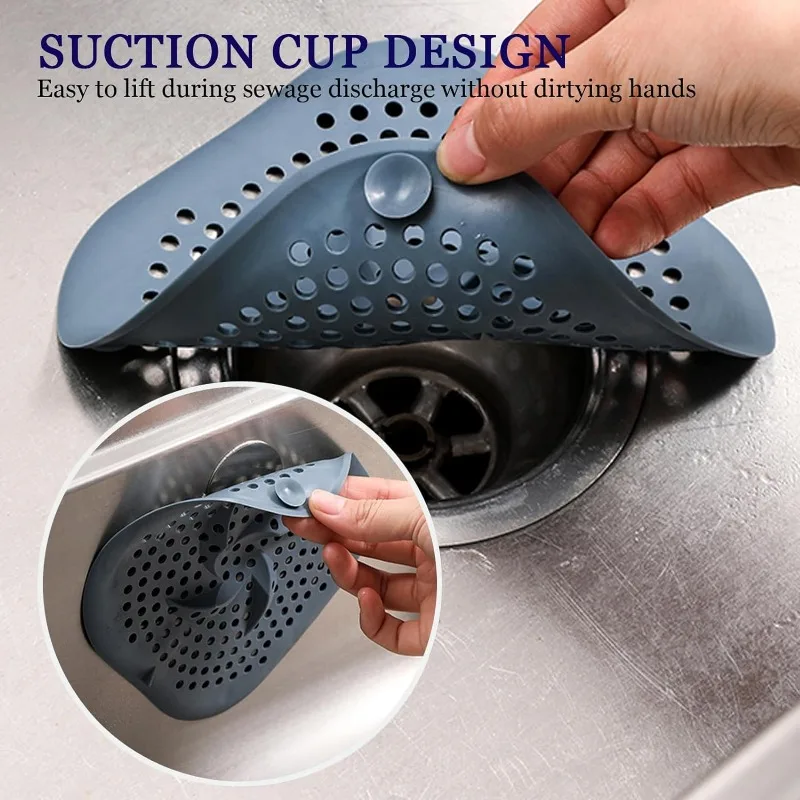 Shower Drain Hair Catcher Drain Cover Bathroom Tub with Suction Cup 5.9 Inches Silicone Sink Strainer Suit for Bathtub, Kitchen