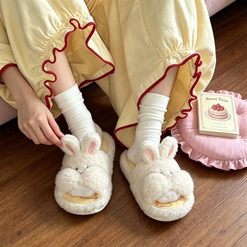 Women's Fluffy Fuzzy Cloud Indoor Shoes Woman Furry Piggy Slipper Winter Home Shoe Cute Runny Nose Piggy Open Toe Plush Slippers
