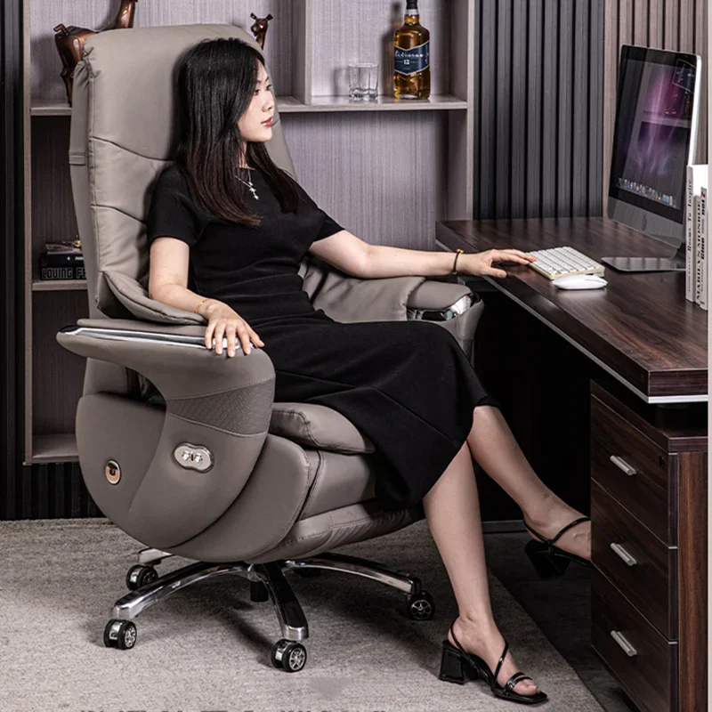 تصميم تدليك جلدي فريد من نوعه، كرسي مكتب تنفيذي فاخر للاسترخاء والتدفئة القطنية، أثاث منزلي مريح وحديث