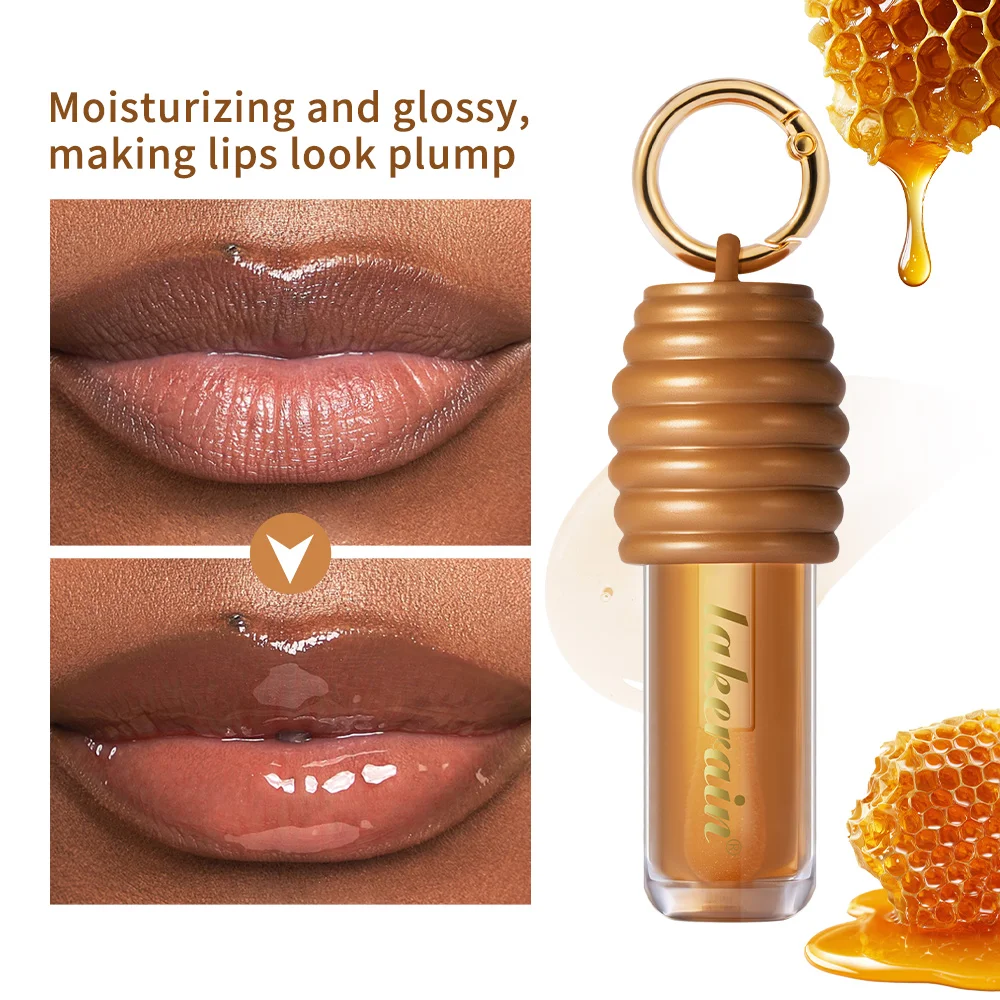 Honey Lip Gloss Plumper Oil Balm Hydration Long Lasting Moisturizing Smooth Nourishing Bag Clip Ring Cosmetics Not Sticky