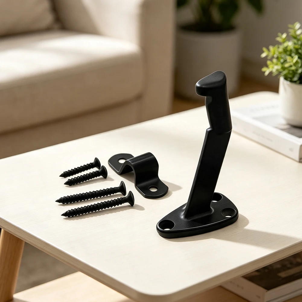 Stair Handrail Brackets with Dual Component Design Including Wall-Mounted Base and Adjustable Curved Saddle for Round Handrails