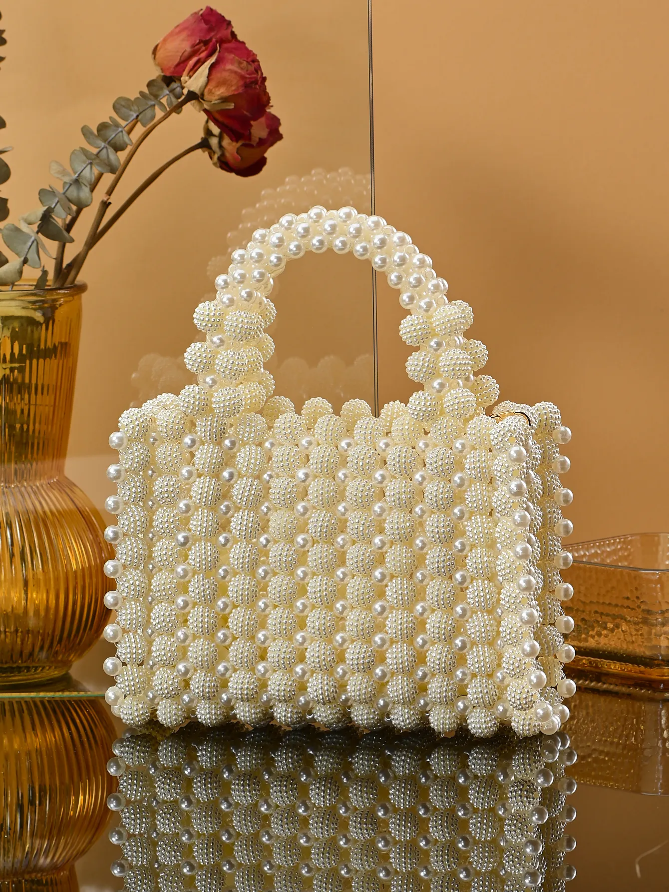 Luxury Creative Artificial White Pearl Handbag Wedding Bridal Clutch Evening Bag For Ladies Wedding Party Tote Bags shoulder bag