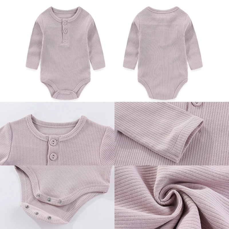 3-Piece Set New Baby Clothing Set 0-24Months Baby Long Sleeved Pajamas 100% Cotton Solid Color Baby Jumpsuit Baby\'s Birth Gift