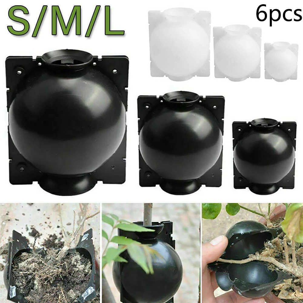 

6pcs 5/8/12cm Plant Rooting Ball Reusable Nursery Ball Botany Growing Box Pressure Propagation Ball Box Grafting