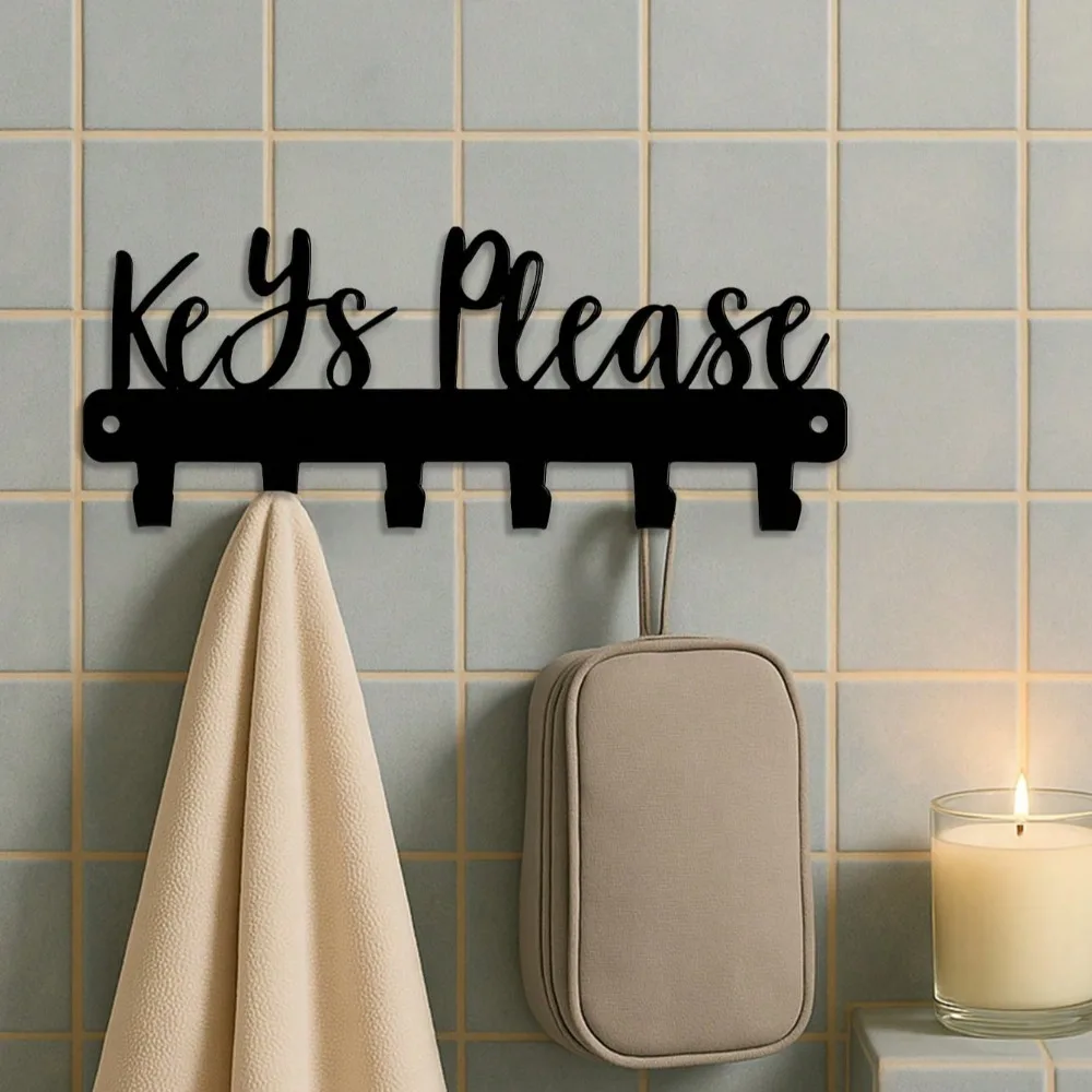 プレミアム1個BITALYEキー用壁掛けキーホルダー - ブラックメタル装飾キーオーガナイザー、廊下、玄関に最適