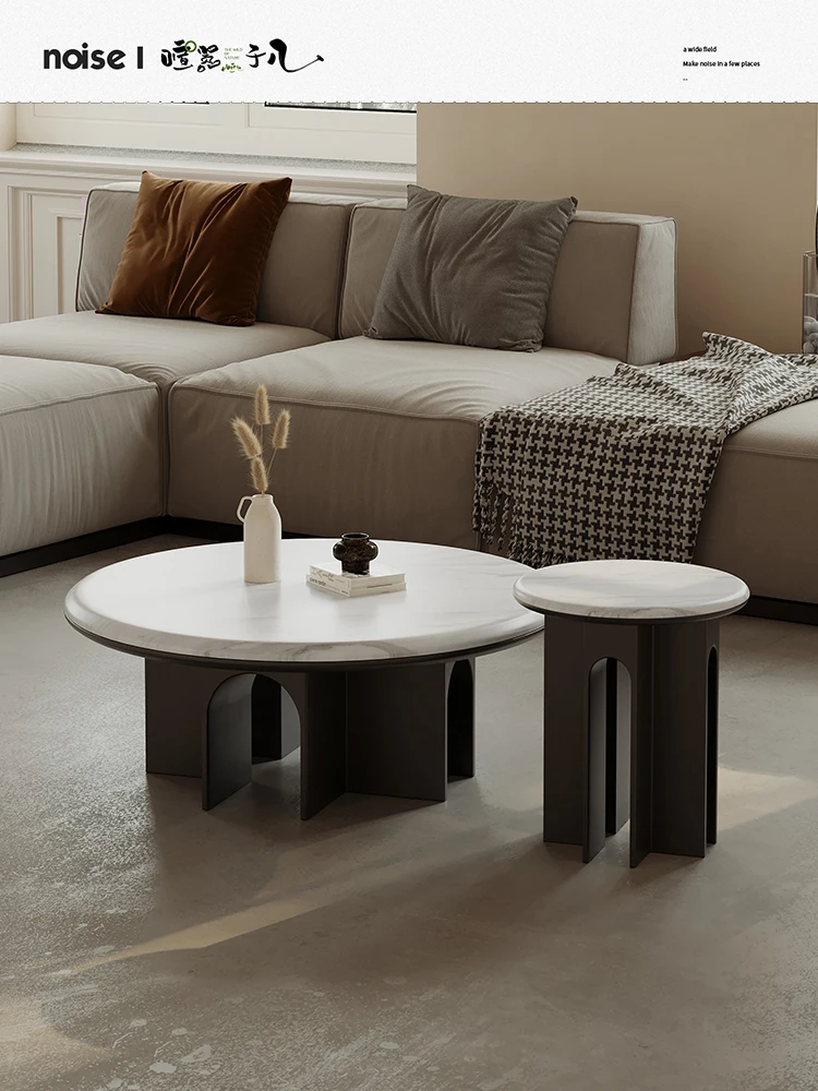 

Minimalist Marble Tea Table Combination Small Apartment Living Room round Small Coffee Table