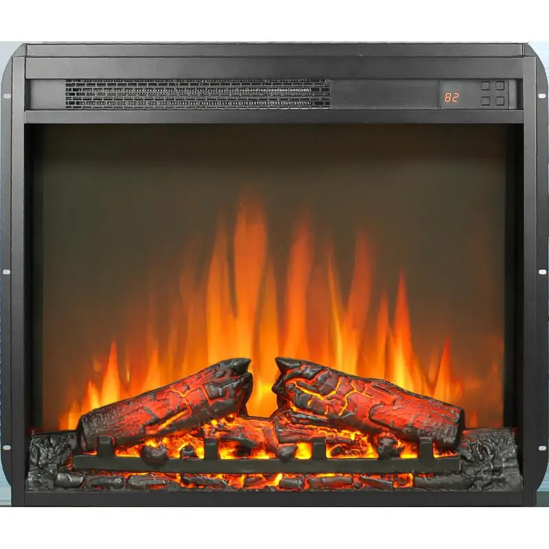 

23" Electric Fireplace Insert, Ultra-Thin Heater with Log Set & Realistic Flame, Remote Control & Timer, Overheat Protection,