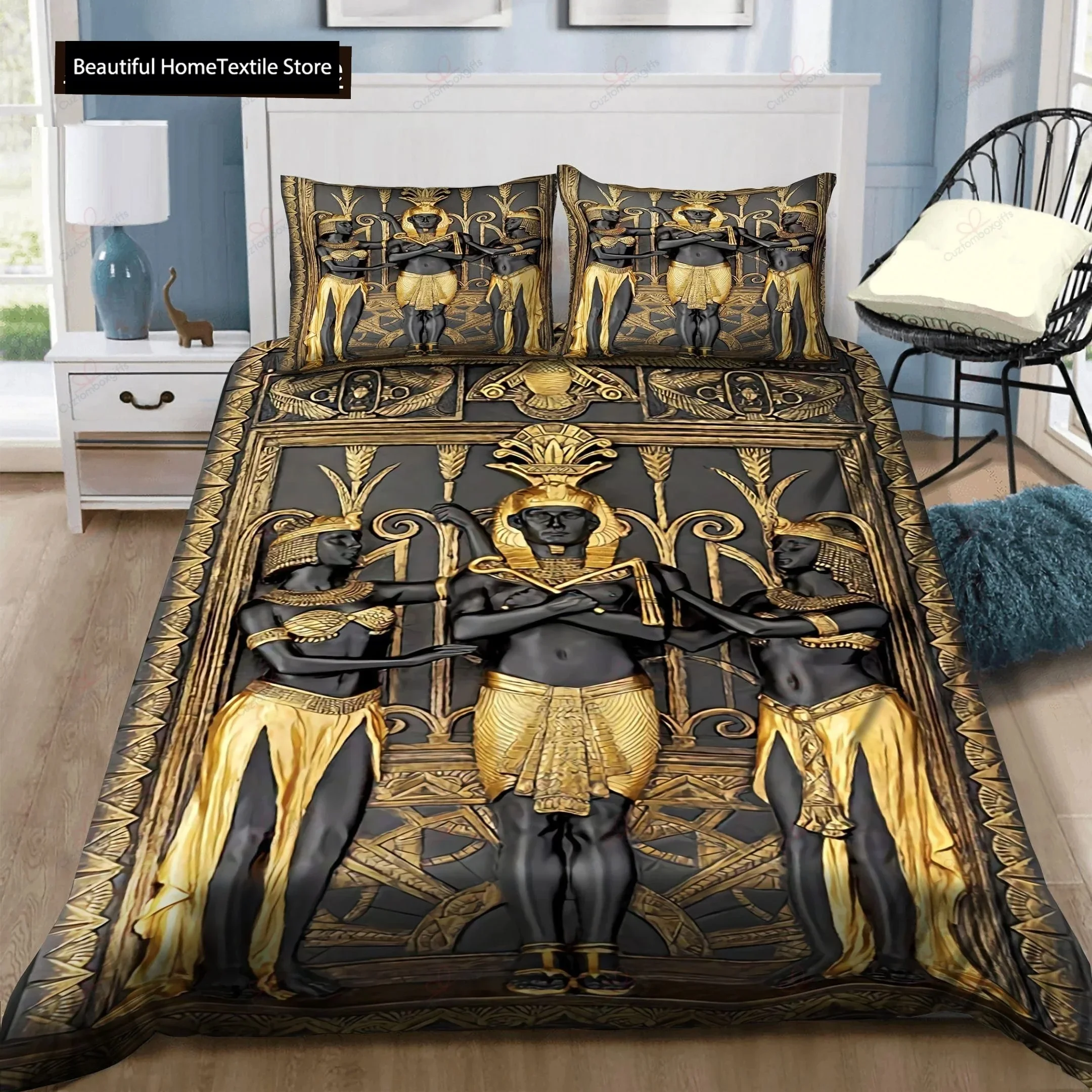 

Ancient Egypt Anubis Egyptian Symbol Culture Comfortable Duvet Quilt Cover Pillowcase Bedding Set Children Bedroom Home Textile