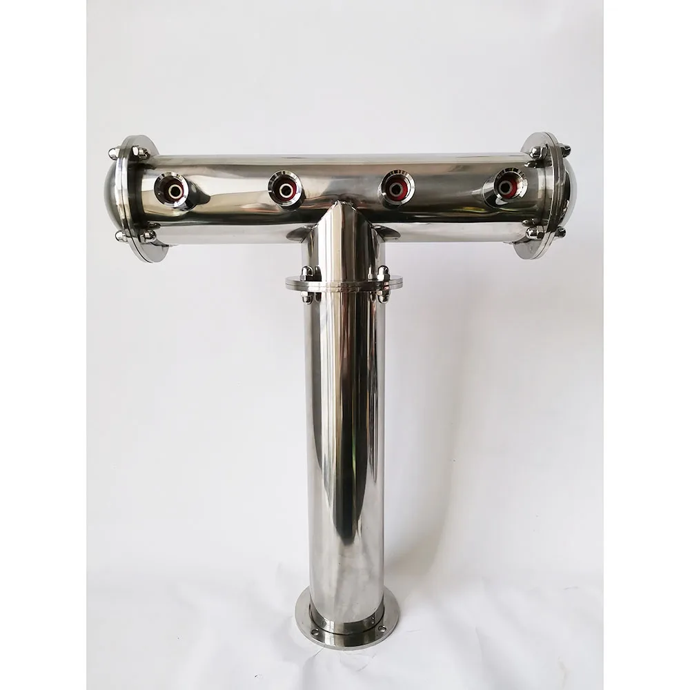 T Shape Draught Beer Dispenser 4 Lines Stainless Steel Color Beer Tower