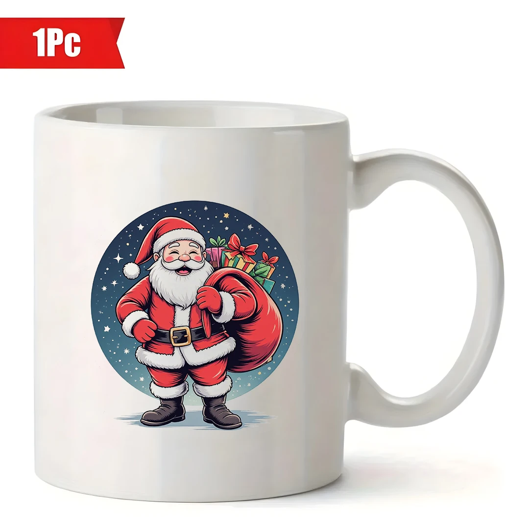 كوب سانتا كلوز كرتوني سعة 11 أونصة + هدية عيد الميلاد الإبداعية للأطفال كوب قهوة مكتب عائلي ضروري لعيد الميلاد #2