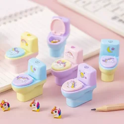 1 Piece Stationery Pencil Sharpener Creative Toilet Shape Cartoon School Supplies Gift Accessories with Eraser