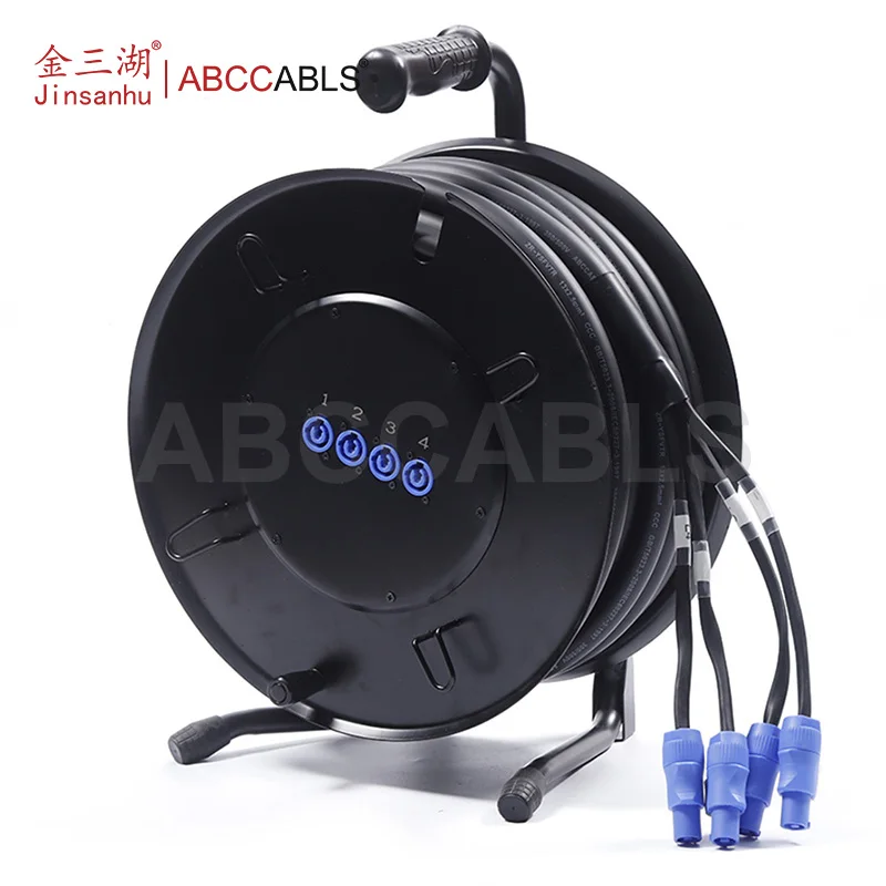ABCCABLS 4-Channel Powercon Power Cable Reel, Stage Power Distribution Cable With Storage Spool For Live Performances