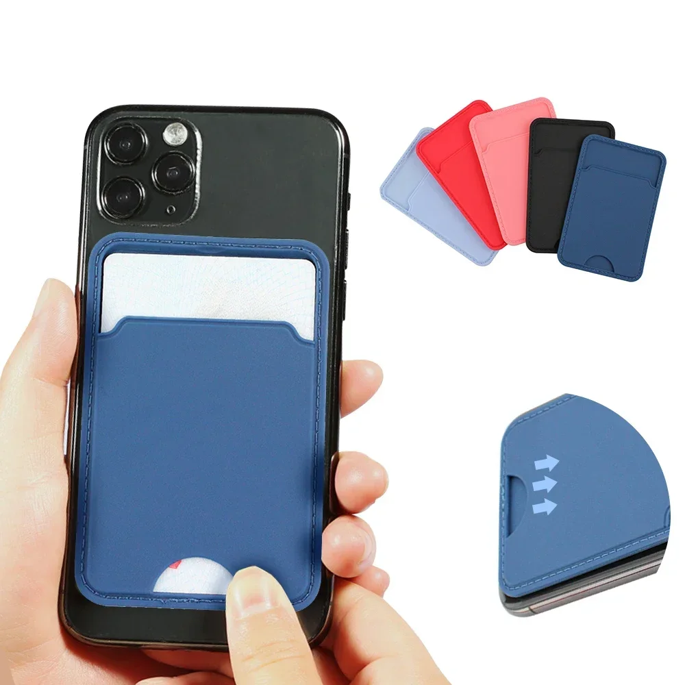 Card Holder Sticker Fashion Women Men Silicone Mobile Phone Back Paste Card Holder Set Bus Access Control ID Bank Card Paste Bag