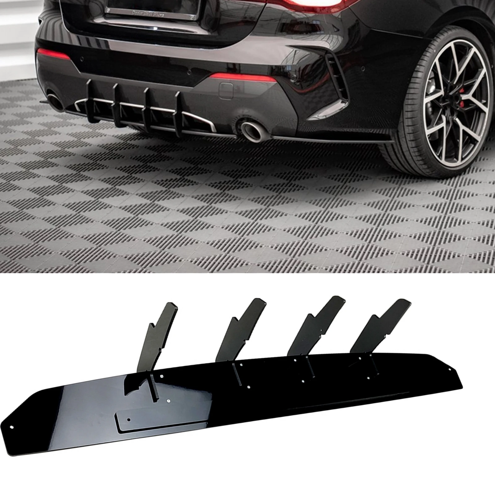 

For BMW 4 Series Coupe G22 2 Door 2020-2023 Rear Bumper Diffuser Splitter Lip Car Boot Lower Spoiler Plate Canards Fin Trim