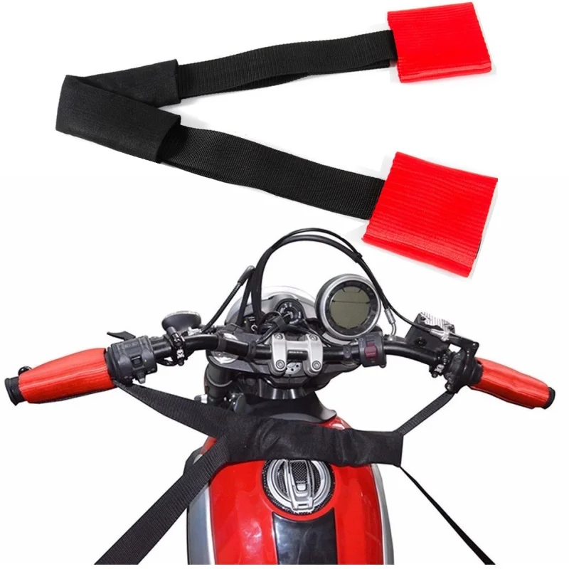 1PC Motorcycle Front Handlebar Strap Transport Bar Tie Down Strap Red Universal Red Nylon Webbing Straps Motorcycle Accessories