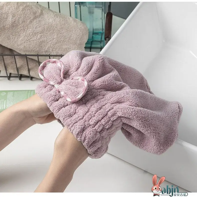 

Супервпитывающая шапочка для сушки волос из кораллового флиса для женщин, эффективно сушит длинные волосы, домашнее хлопковое полотенце