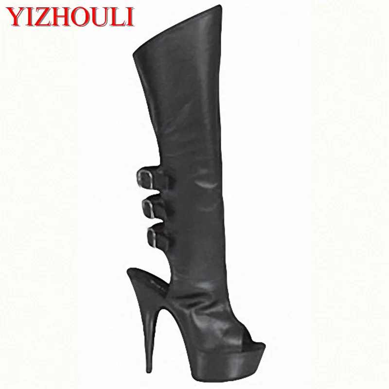 

15cm Package mail fish mouth slingback sexy black temptation Side zipper bow cute princess nightclub high-heeled dance shoes