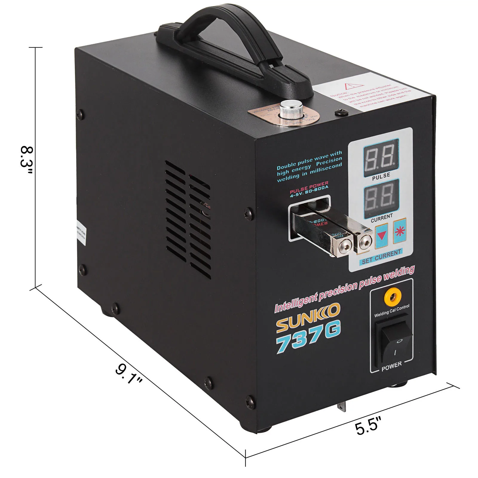ماكينة لحام سبوت 737G من VEVOR لحزمة بطارية ليثيوم 18650 بإضاءة LED 1.5KW شاشة رقمية مزدوجة ماكينة لحام بالذبذبات المزدوجة