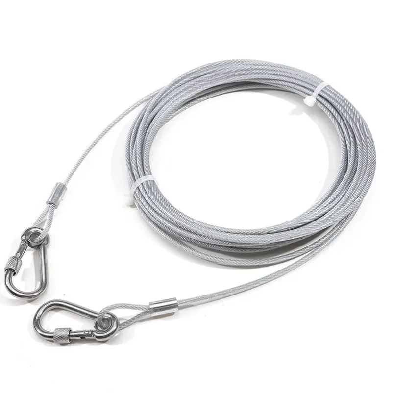 

Heavy Duty Stainless Steel Chew Proof Dog Leash For Large Dogs Up To 250lbs, Durable Pet Training Rope With Swivel Snap Hooks