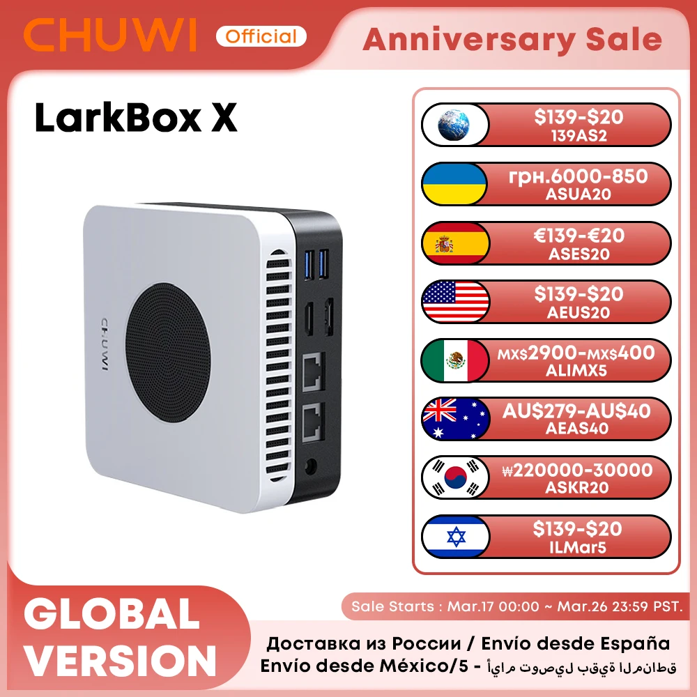 CHUWI LarkBox X Mini PC Intel N100 Game PC UHD Graphics for 12th Gen Intel Processors 12GB RAM 512GB SSD WiFi 6 Desktop Computer