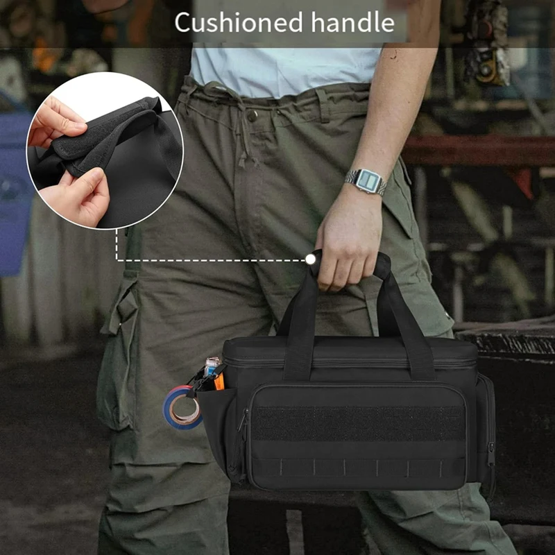 M11K-Anti-Friction Bottom Tool Bag Hand Tool Storage Organizer Bag For Men Electrician Tool Bag Multi-Purpose Work Tote Bag