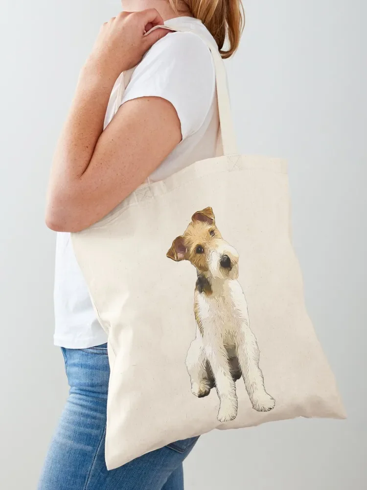 Wire Fox Terrier Head Tilt Tote Bag Woman shopper bag Cloth bag shopping cart bags cute pouch