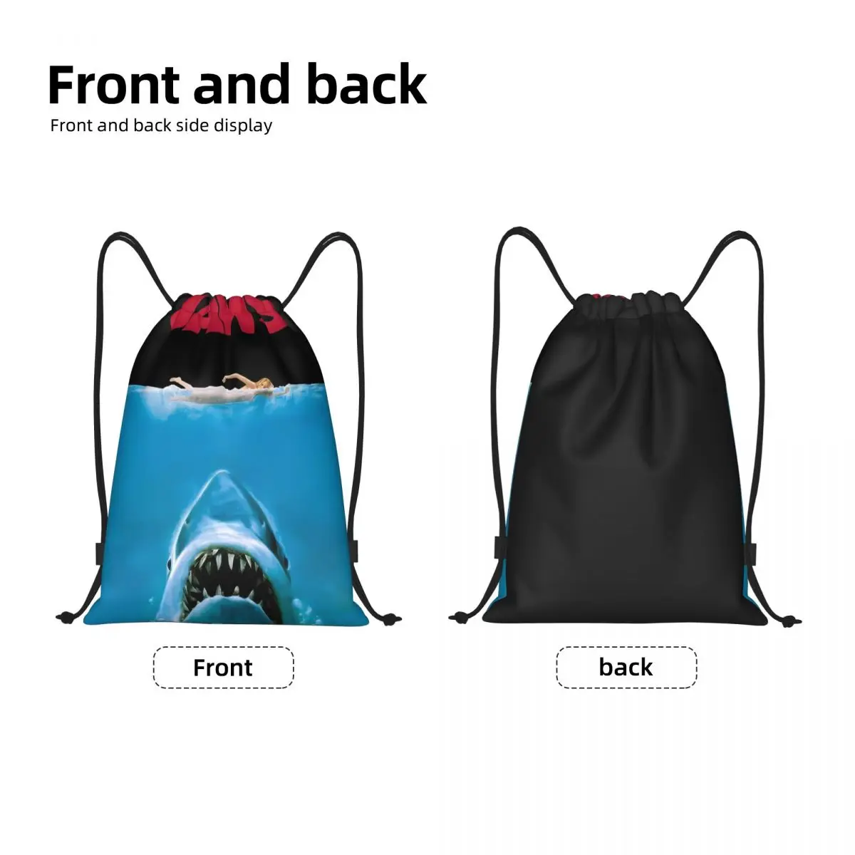 Jaws Movie Poster bolsas con cordón portátiles multifunción, bolsa deportiva para libros