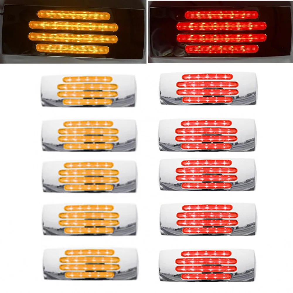 

10PCS 22LED Truck Side Lights Marker Light Guide Plating Car Signal Outline light 12V Taillight Side Lamp for Semi Truck Trailer