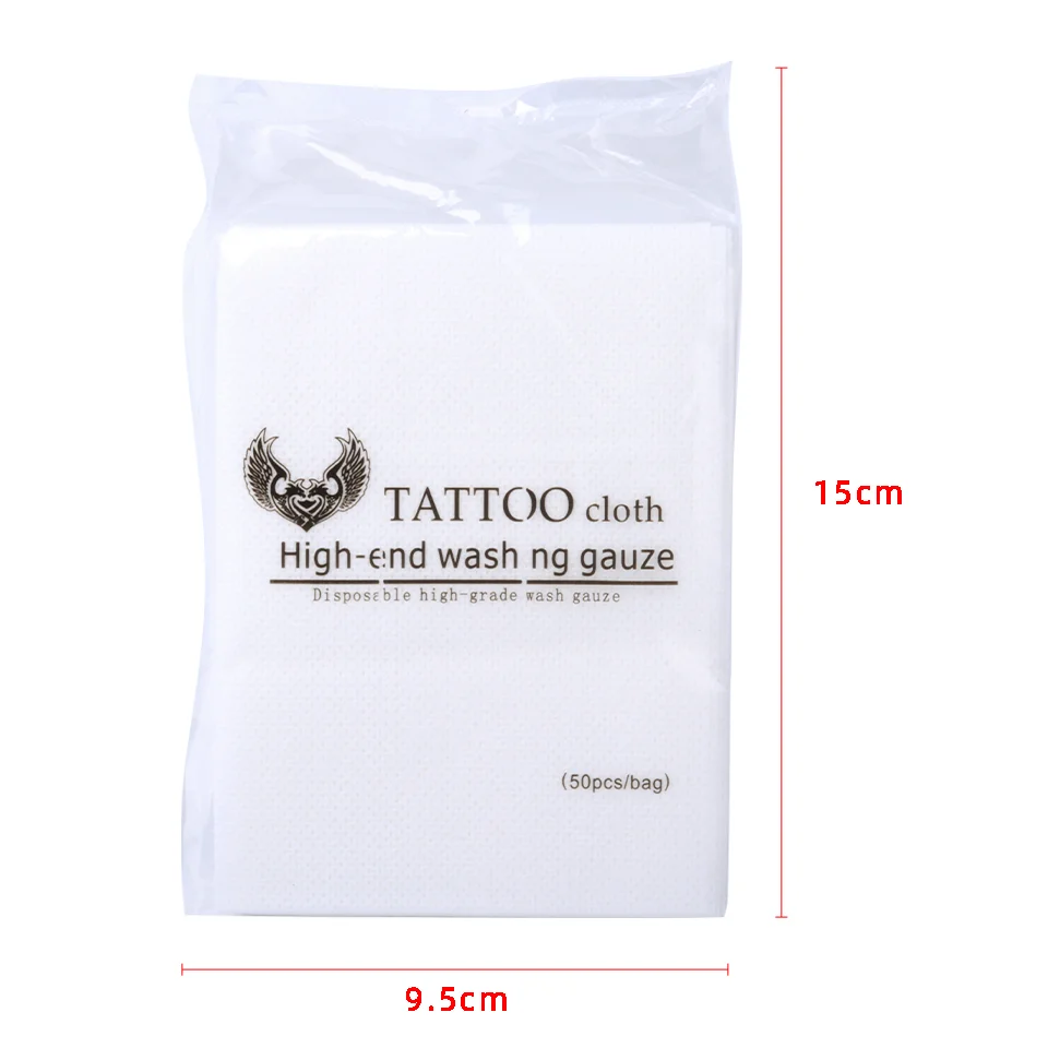 50pcs Disposable Tattoo Wipe Cotton Facial Clean Lint Free Face Towel Wipes Cotton Pads for Tattoo Machine Tattoo Accessories