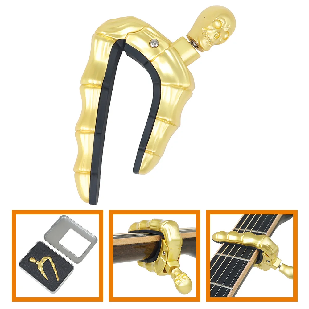 

Capo Adjustable Guitar Bass Accessories Clip on Tuner Zinc Alloy Tuning Golden for and Ukulele Man