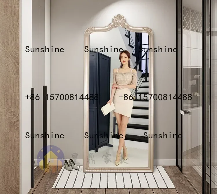 French carved full-length mirror floor-to-ceiling cloakroom wall-mounted European clothing store full-length mirror