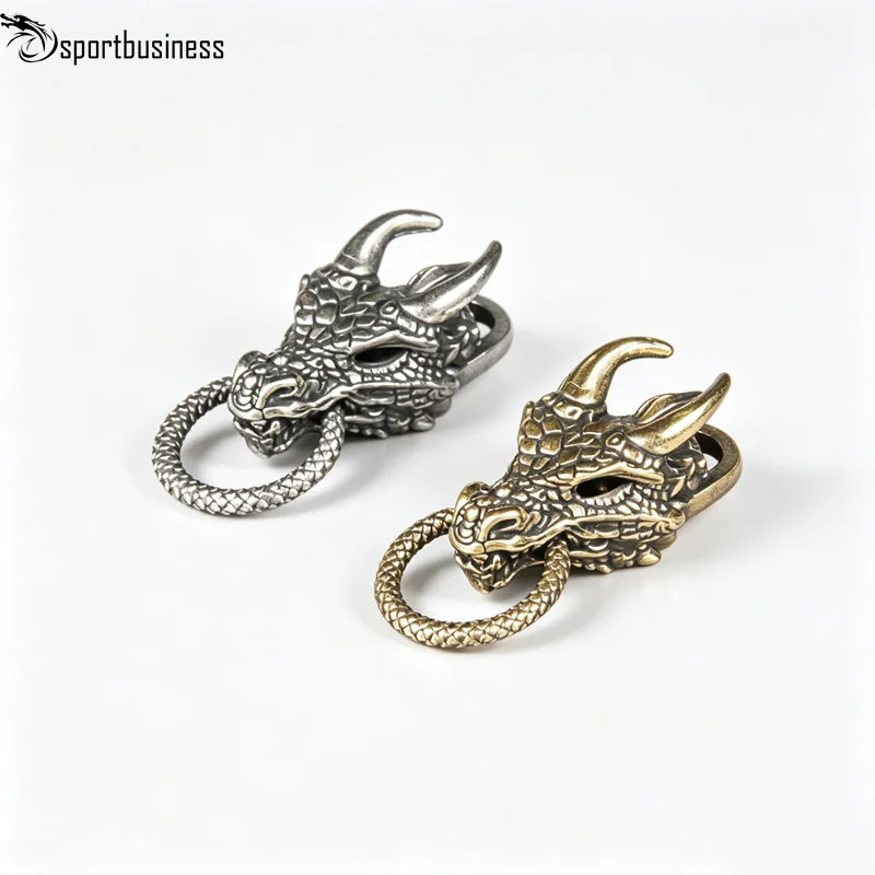 Dragon Head Brass Buckle EDC Outdoor DIY Woven Paracord Survival Bracelets Supplies Accessories Retro Umbrella Rope Lanyard Bead