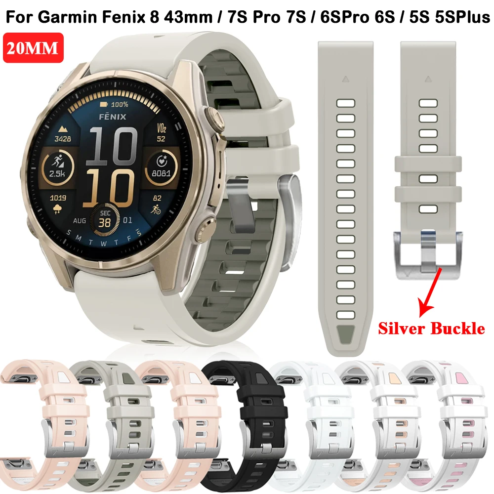Quickfit 20mm Silikon-Uhrenarmband für Garmin Fenix 8 43 Fenix 6S 6SPro 7S 7SPro 5S Plus Uhrenband Epix Pro Gen 2 42mm Armband