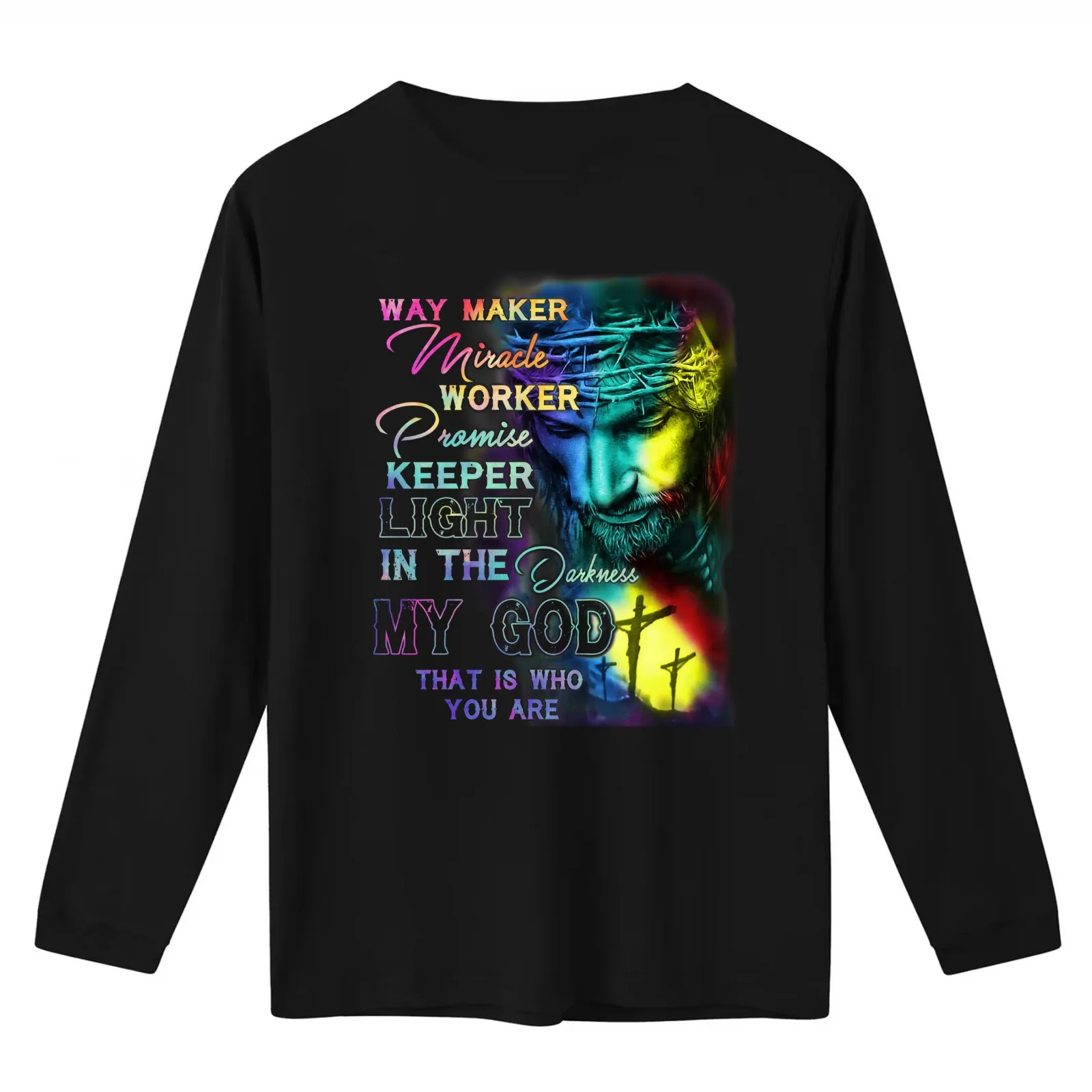 Way Maker Miracle Worker Colorful Jesus Shirt Cross Love Jesus back T-Shirt Summer Casual Cotton Tee Oversized Streetwear Tops