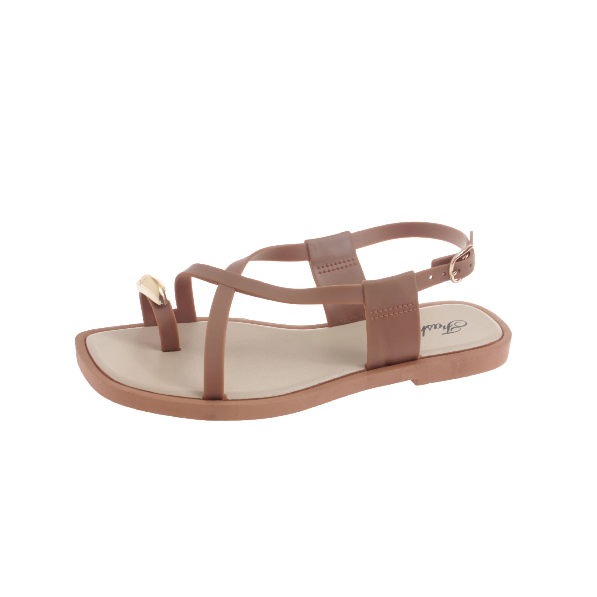 Fanceey Sandalias planas con tiras cruzadas, sandalias elegantes de verano para mujer, zapatillas con diseño de hebilla, nuevas y cómodas sandalias de lujo para mujer